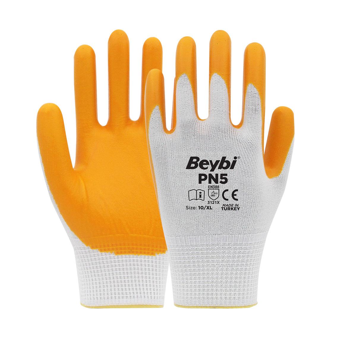 Beybi Pn5 Sarı Polyester Nitril Eldiven