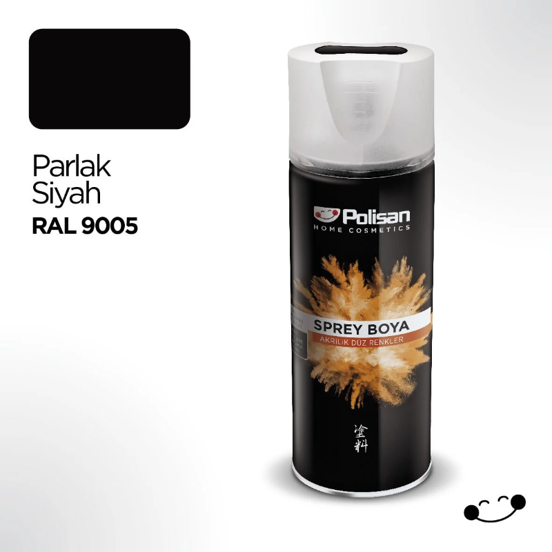 Polisan Akrilik Sprey Boya Parlak Siyah 400 Ml Ral 9005