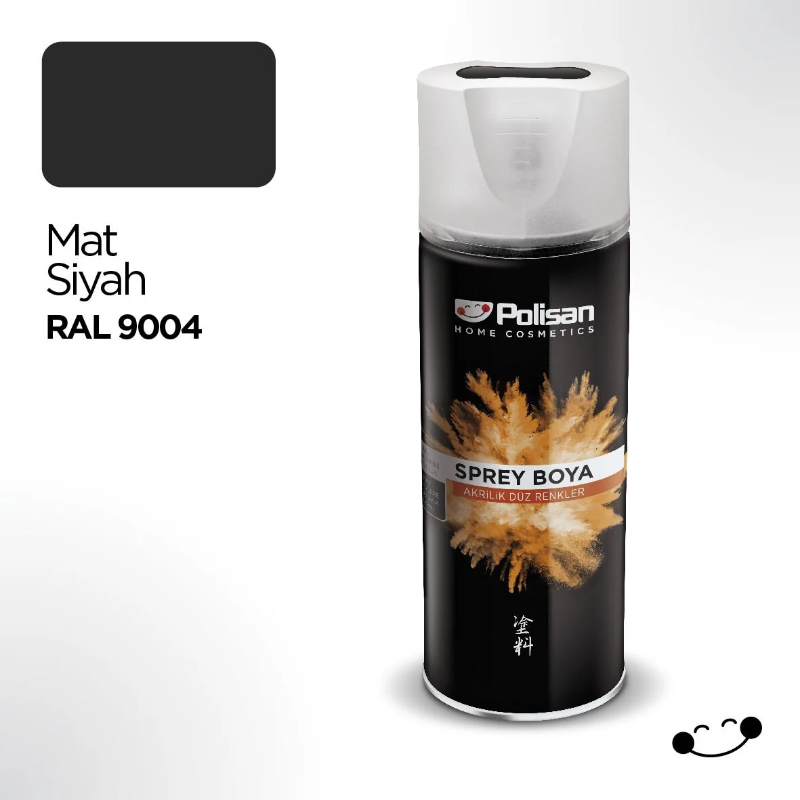 Polisan Akrilik Sprey Boya Mat Siyah 400 Ml Ral 9004