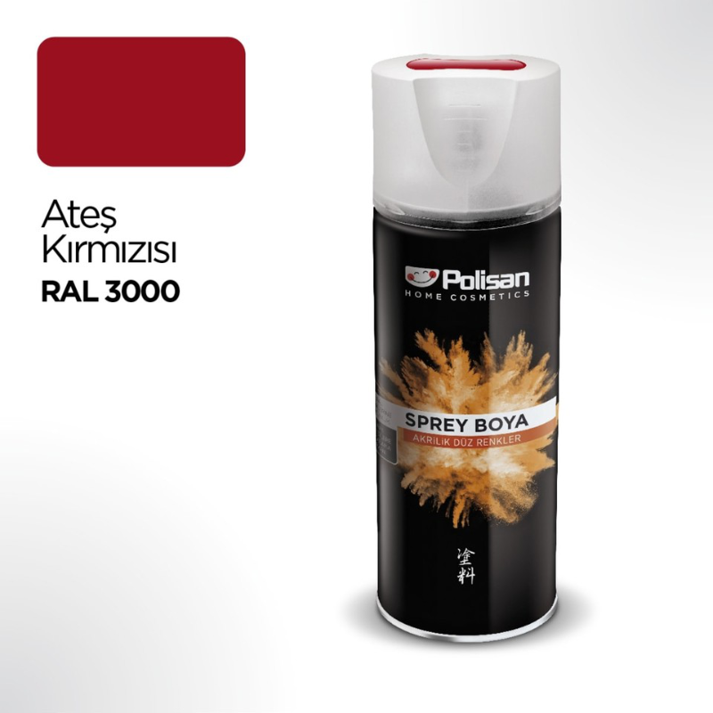 Polisan Akrilik Sprey Boya Ateş Kırmızı 400 Ml Ral 3000