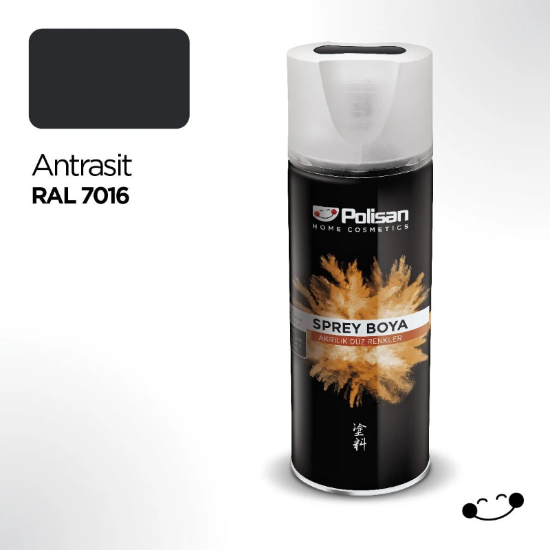 Polisan Akrilik Sprey Boya Antrasit 400 Ml Ral 7016