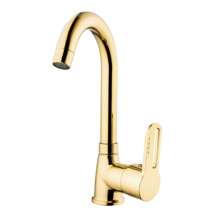 Kare Kın87002 İnci Gold Kuğu Lavabo Bataryası ( Kısa Borulu )