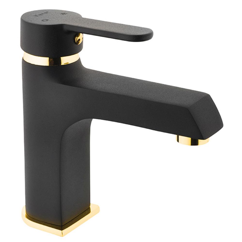 Kare Kst30009 Stil Siyah Gold Lavabo Bataryası 