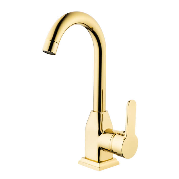 Kare Kst30032 Stil Gold Kuğu Lavabo Bataryası ( Kısa Borulu ) 