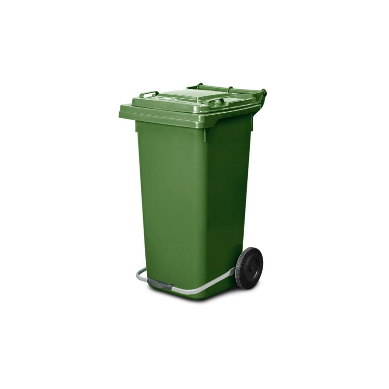 Uçak Plastik Pedallı Çöp Konteyneri 120 Lt Yeşil 