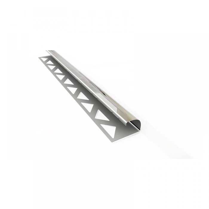 Alfor 12mm Inox Krom Dış Köşe Açık Oval 201-Ayna 2,44 Mt Fayans Çıtası